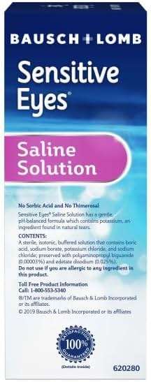 Contact Lens Solution by Bausch & Lomb, Saline Solution for Sensitive Eyes, for Soft Contact & Gas Permeable Lenses, 12 Fl Oz (Pack of 2) - Image 7