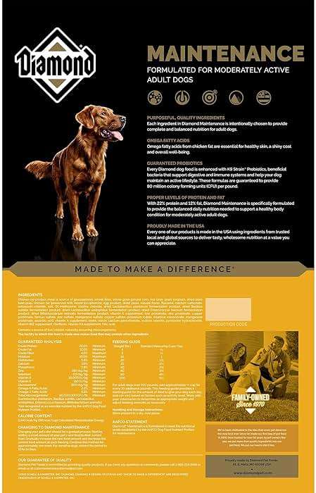 Diamond Maintenance Adult Dry Dog Food 22/12 for Moderately Active Dogs 40lb Bag - Image 2
