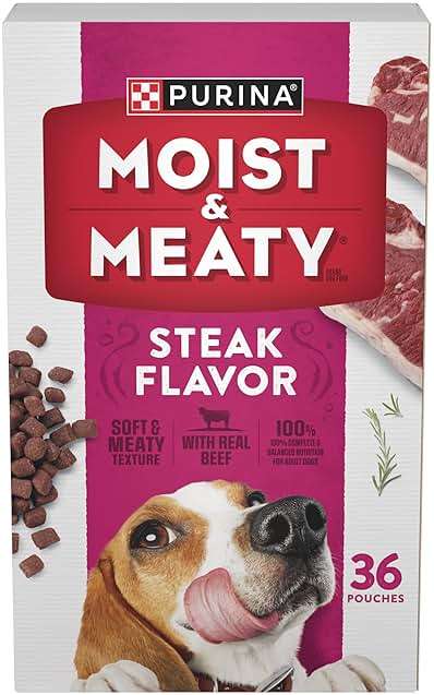 Purina Moist and Meaty Steak Flavor Soft Dog Food Pouches - 36 ct. Pouch - Image 1