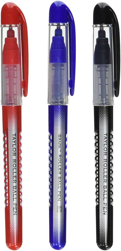 BAZIC 1703 Taylor Assorted Color Rollerball Pen (3/Pack) - Image 1
