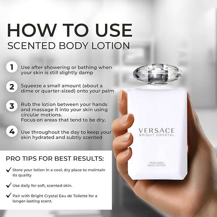 Versace Bright Crystal Perfumed Body Lotion for Women – 6.7 Ounces - Image 4