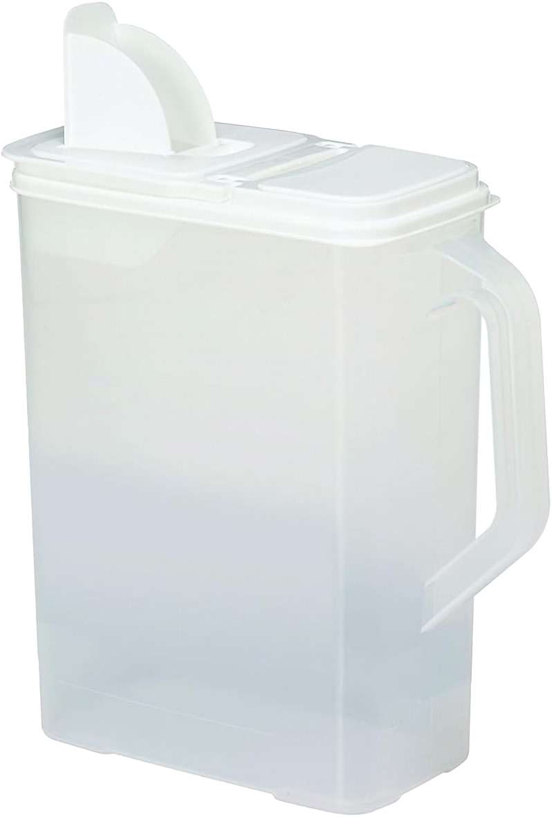 Buddeez Bulk Food Storage Container - 8 Quart All Purpose Clear & Large Pantry and Kitchen Organization and Storage - Cereal, Flour, Sugar, Rice Dispenser, EZ Grip Handle, EZ Pour Spout (White Lid) - Image 1
