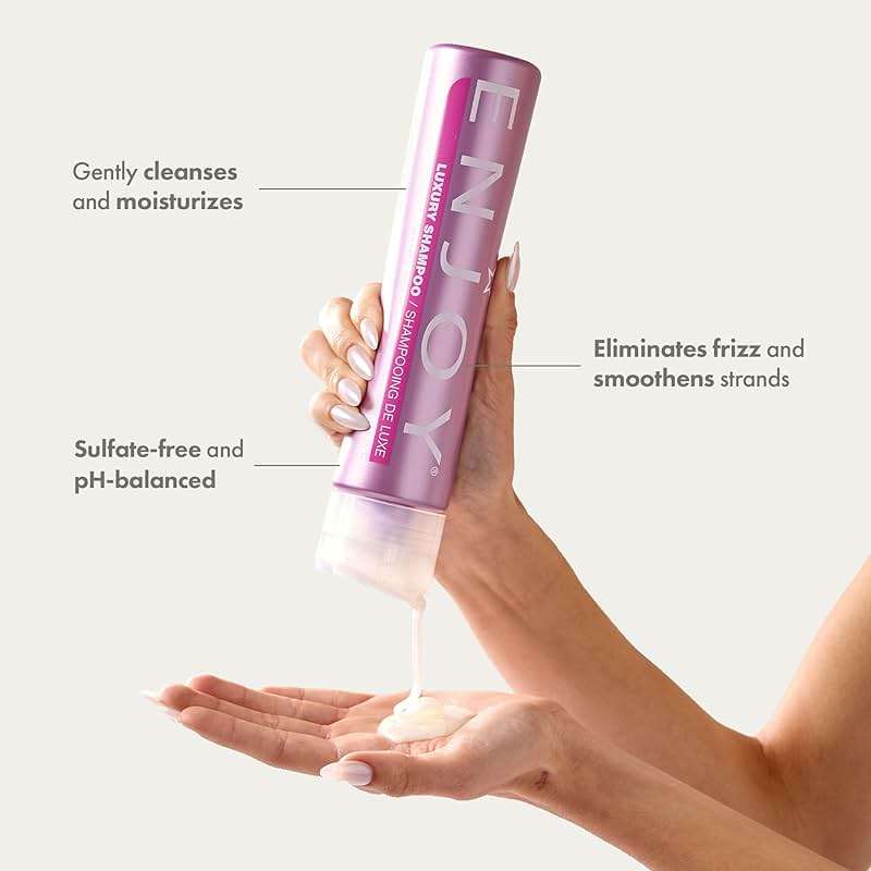 Enjoy Luxury Shampoo & Conditioner- Eliminates Frizz Cleansing Moisturizing Smoothing - Sulfate Free For Thick Coarse or Curly Hair (33.8 Fl Oz) - Image 2