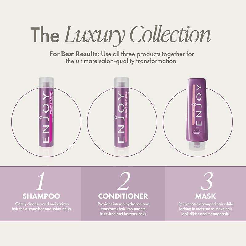 Enjoy Luxury Shampoo & Conditioner- Eliminates Frizz Cleansing Moisturizing Smoothing - Sulfate Free For Thick Coarse or Curly Hair (33.8 Fl Oz) - Image 6