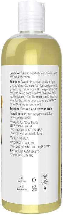 NOW Foods Solutions, Sweet Almond Oil, 100% Pure Moisturizing Oil, Promotes Healthy-Looking Skin, Unscented Oil, 16-Ounce,Package may vary - Image 2