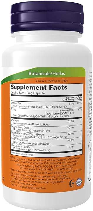 NOW Foods Supplements, Female Balance™ with Wild Yam, Vitex, Dong Quai, GLA, Vitamin B-6 and Folate, 90 Capsules - Image 2