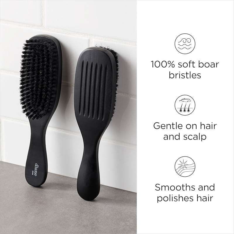 Diane 7-Row Boar Bristle Wave Brush – Soft 100% Boar Bristles for Fine to Medium Hair, 360 Waves, Smoothing & Polishing, Gentle on Scalp, Real Wood Handle, Beard & Mustache Styling - Image 2