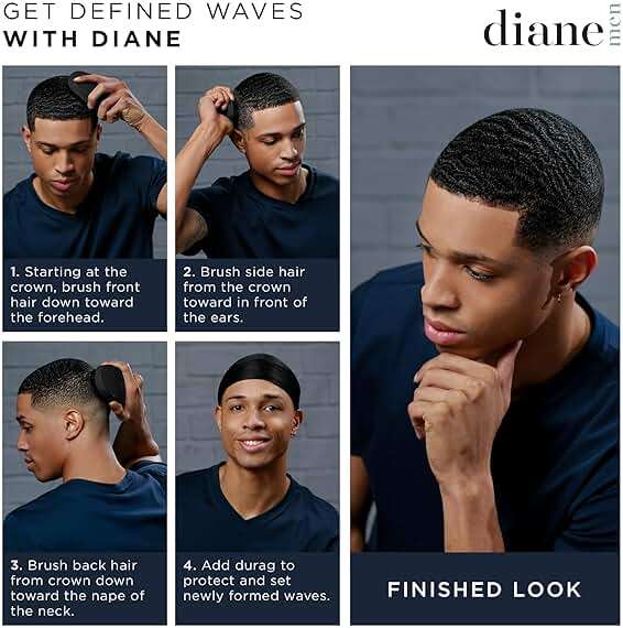 Diane 7-Row Boar Bristle Wave Brush – Soft 100% Boar Bristles for Fine to Medium Hair, 360 Waves, Smoothing & Polishing, Gentle on Scalp, Real Wood Handle, Beard & Mustache Styling - Image 3