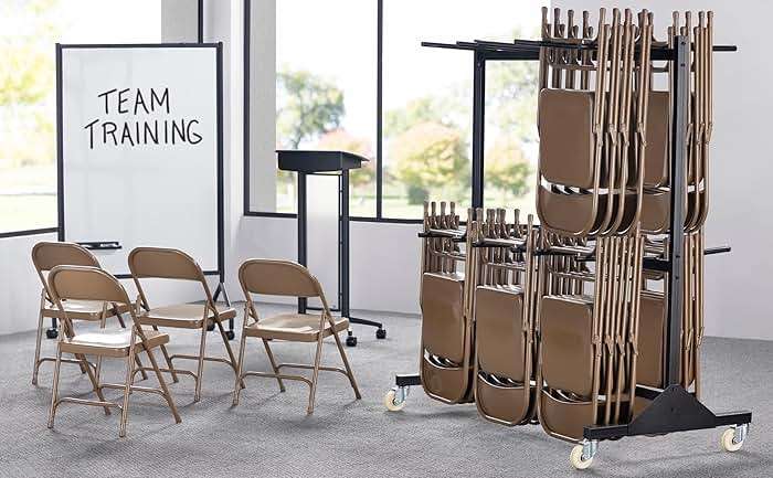 Safco 2 Tier Folding Chair Cart, Heavy Duty Powder Coated Storage Cart, Holds 84 Chairs, Commercial-Grade Steel, Black - Image 2