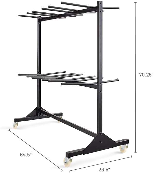Safco 2 Tier Folding Chair Cart, Heavy Duty Powder Coated Storage Cart, Holds 84 Chairs, Commercial-Grade Steel, Black - Image 3