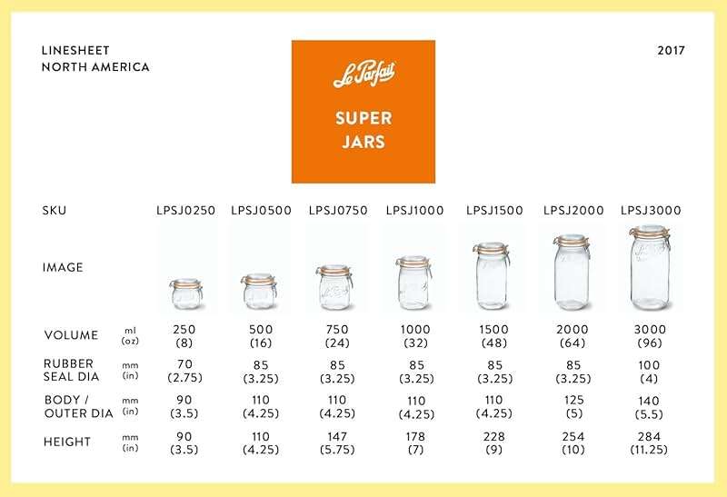 Le Parfait Super Jar 2L (64oz) French Glass Preserving Jar w/Airtight Rubber Seal & Wire Bail Closure - BPA-Free Canning Jar for Pickles, Fruits, Sauces & Food Storage - Made in France Since 1930 1PK - Image 4