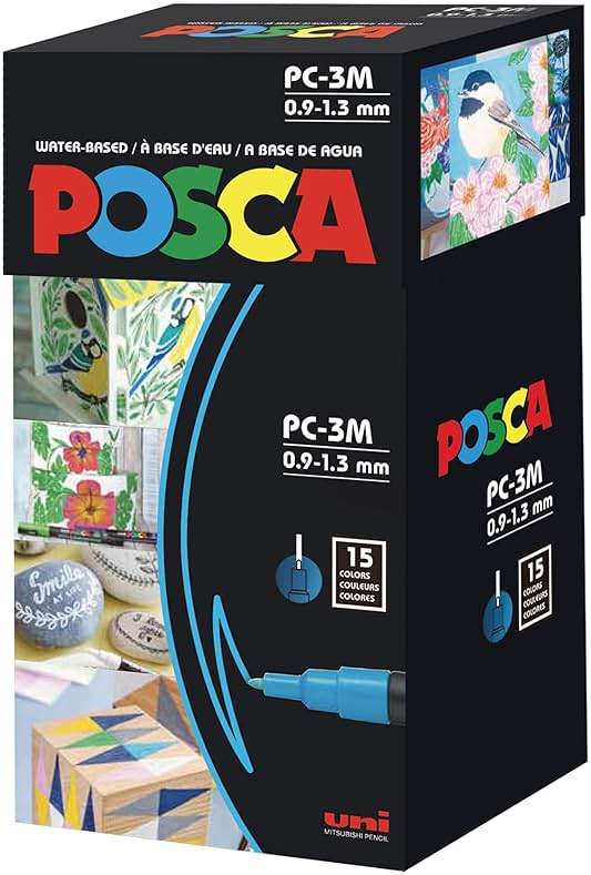 posca Paint Markers, 3M Fine Point Acrylic Paint Pens with Reversible Tips, Art Supplies For Gifts, Decorations Fabric, Metal, Glass, Wood and Canvas, Set of 15 - Image 3