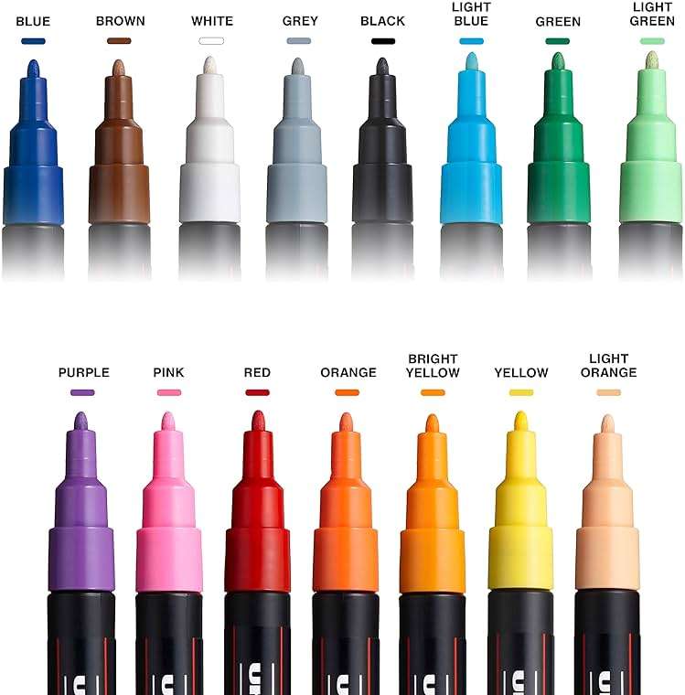 posca Paint Markers, 3M Fine Point Acrylic Paint Pens with Reversible Tips, Art Supplies For Gifts, Decorations Fabric, Metal, Glass, Wood and Canvas, Set of 15 - Image 4