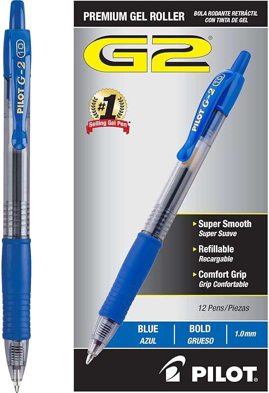 Pilot G2 Premium Gel Roller Pens, Bold Point 1 mm, Blue Ink Pens Bold Point, Pack of 12 - Ideal for School, Journaling, and Office Writing - Image 4