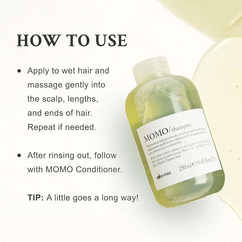 Davines MOMO/Shampoo, Moisturizing Gel Shampoo for Dry or Dehydrated Hair - Deeply Hydrates with Apricots - Gentle Cleanser Restores Softness, Shine & Moisture - Image 2