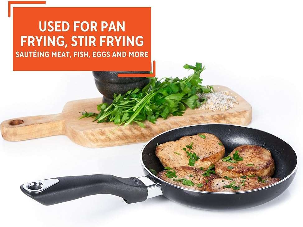 IMUSA 8in Bistro Aluminum Nonstick Fry Pan with Cool Touch Handle, Small Skillet for Eggs, Omelets, Sauteing, and Everyday Cooking, Black - Image 6