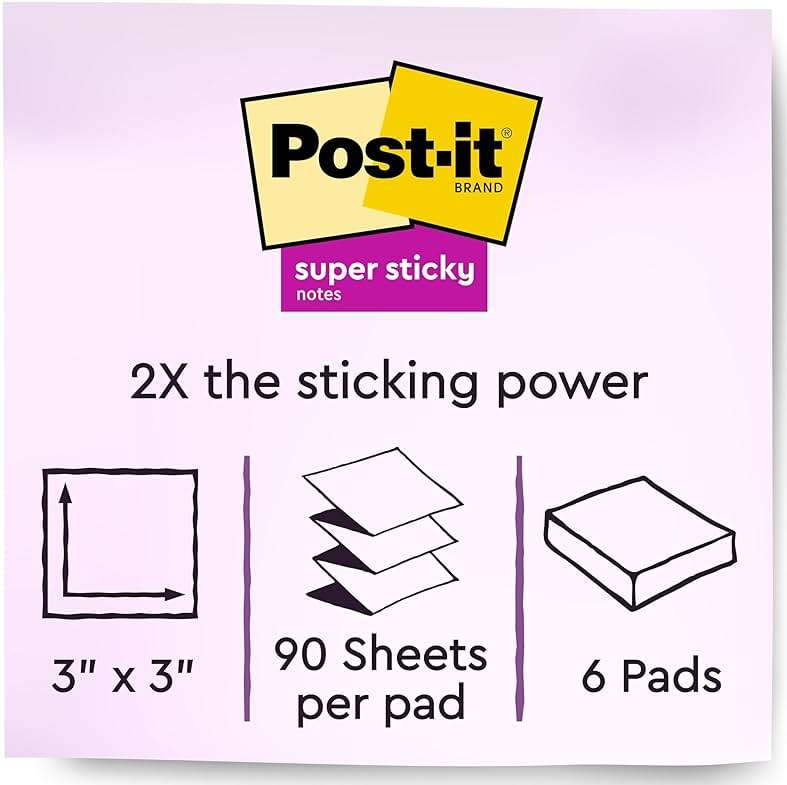 Post-it Super Sticky Pop-up Notes, 3x3 in, 6 Pads, 2X The Sticking Power, Poptimistic, Bright Colors, Recyclable (R330-6SST) - Image 3