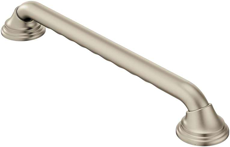 Moen Home Care Bathroom Safety 16 Inch Designer Stainless Steel Handicap Grab Bar for Bathtub and Shower, Concealed Screws, Brushed Nickel, LR8716D3BN - Image 1