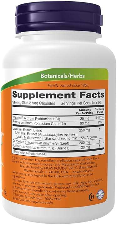 NOW Foods Supplements, Water Out With Standardized Uva Ursi, Dandelion, Potassium and Vitamin B-6, 100 Veg Capsules - Image 2