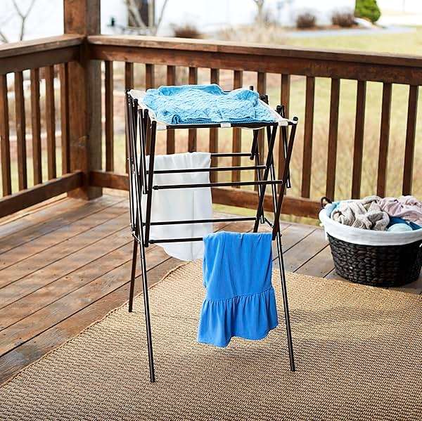 Household Essentials 5175 Collapsible Expandable Metal Clothes Drying Rack, Antique Bronze, STORAGE - Image 2