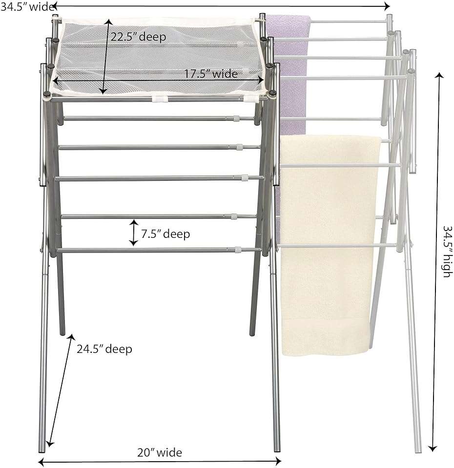 Household Essentials 5175 Collapsible Expandable Metal Clothes Drying Rack, Antique Bronze, STORAGE - Image 3