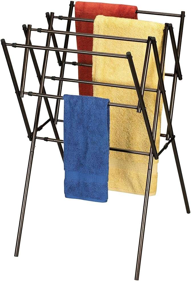 Household Essentials 5175 Collapsible Expandable Metal Clothes Drying Rack, Antique Bronze, STORAGE - Image 6