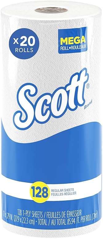 Scott Professional Kitchen Paper Towels, Bulk (41482), Fast-Drying Absorbency Pockets, White, Perforated (128 Sheets/Roll, 20 Rolls/Case, 2,560 Sheet Total) - Image 1