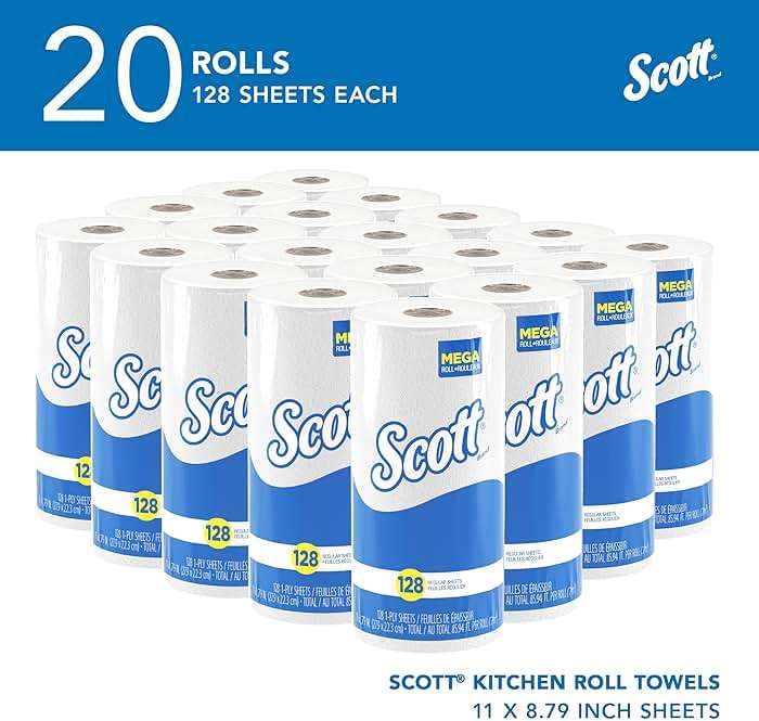 Scott Professional Kitchen Paper Towels, Bulk (41482), Fast-Drying Absorbency Pockets, White, Perforated (128 Sheets/Roll, 20 Rolls/Case, 2,560 Sheet Total) - Image 2