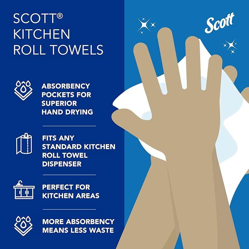Scott Professional Kitchen Paper Towels, Bulk (41482), Fast-Drying Absorbency Pockets, White, Perforated (128 Sheets/Roll, 20 Rolls/Case, 2,560 Sheet Total) - Image 9
