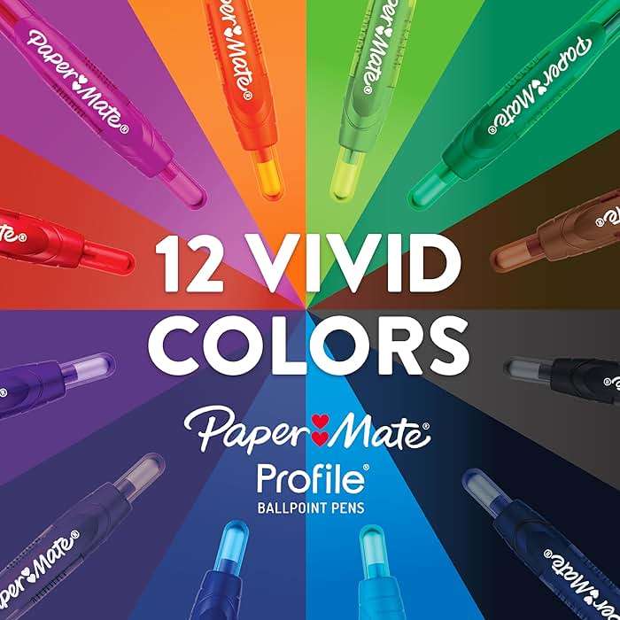 Paper Mate Profile Retractable Ballpoint Pens, Bold Point (1.4mm), Purple Ink, 12 Count - Journaling, Teacher Supplies, Note-Taking - Image 6