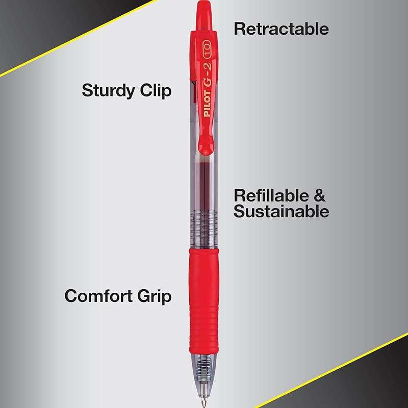 Pilot G2 Premium Gel Roller Pens, Bold Point 1 mm, Red Pens, Pack of 12 - Ideal for School, Journaling & Office Writing - Image 6