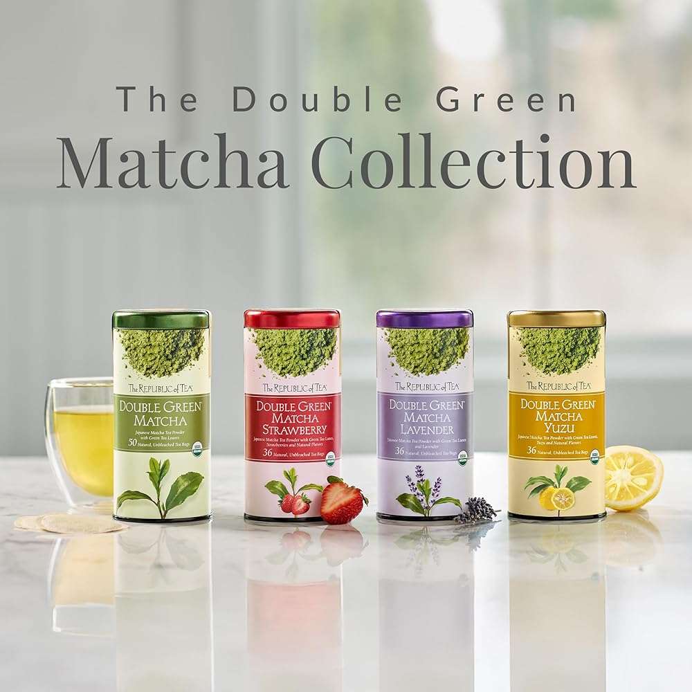 The Republic of Tea Organic Double Green Matcha, Individual Tea Bags with Japanese Matcha Tea Powder and Green Tea Leaves Blend, Natural Unbleached Bags in Reusable Tin Canister, 50 Tea Bags - Image 5