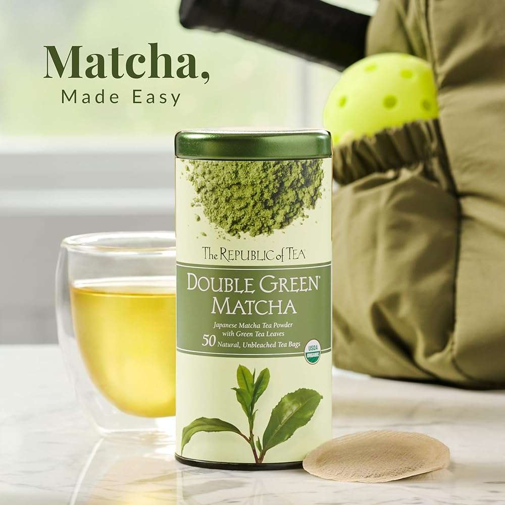 The Republic of Tea Organic Double Green Matcha, Individual Tea Bags with Japanese Matcha Tea Powder and Green Tea Leaves Blend, Natural Unbleached Bags in Reusable Tin Canister, 50 Tea Bags - Image 7