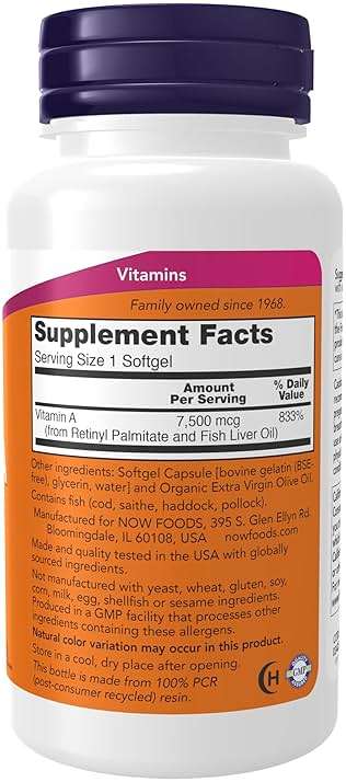 NOW Foods Supplements, Vitamin A (Fish Liver Oil) 25,000 IU, Essential Nutrition, 250 Softgels - Image 2