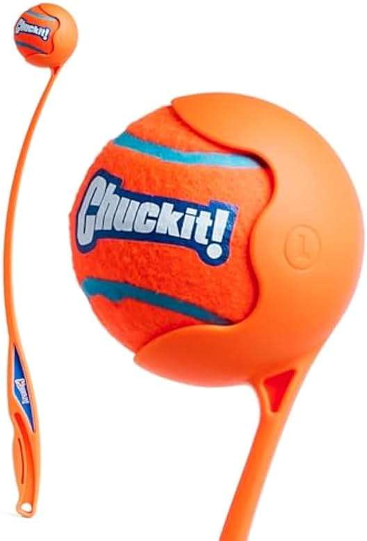 Chuckit! Sport 26L Dog Ball Launcher - Includes a 3-inch Diameter Large Ball for Dogs 60-100 Pounds - Manual Thrower for Dog Balls With a Slim Ergonomic Handle - 26-inch Length - Image 1