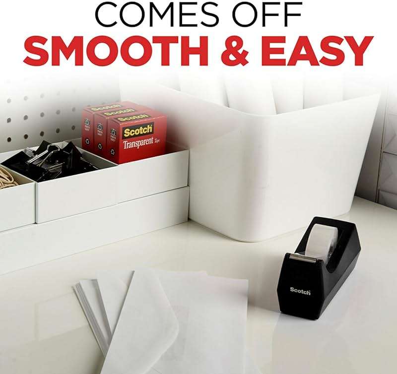 Scotch Transparent Tape, Clear Tape Engineered for Office and Home Use, 1 Inch Core 3/4 in x 1000 in, 3 Boxes - Image 4