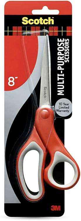 Scotch Multi-Purpose Stainless Steel Scissors, 8 Inches, Red & Gray, Great for Home, School and Office - Image 1