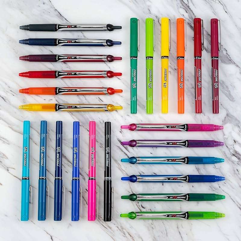 Pilot Precise V5 RT Refillable & Retractable Rollerball Pens, Extra Fine Point Pens 0.5 mm, Black, Pack of 2 - Ideal for School, Journaling & Office Writing - Image 5