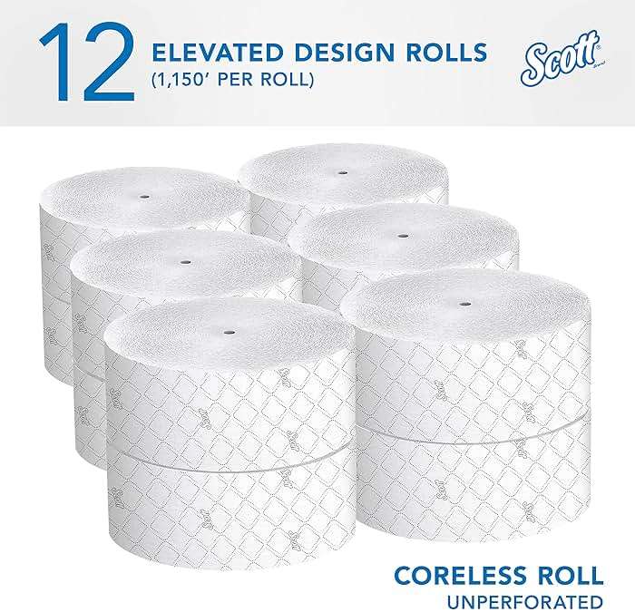 Scott Professional Coreless High-Capacity Jumbo Roll Toilet Paper, Bulk (07006), 2-Ply, Elevated Design, Septic Safe, White (12 Rolls at 1,150' Each, 13,800'/Case) - Image 2