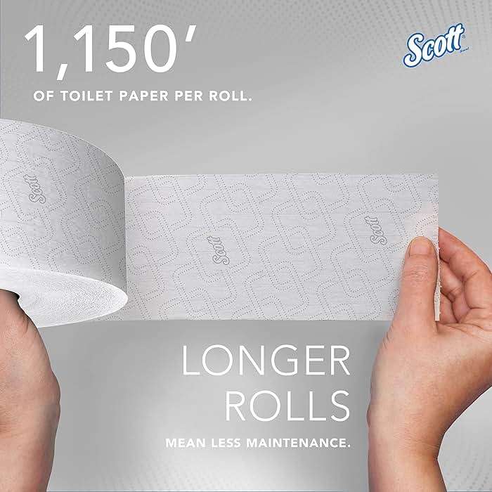 Scott Professional Coreless High-Capacity Jumbo Roll Toilet Paper, Bulk (07006), 2-Ply, Elevated Design, Septic Safe, White (12 Rolls at 1,150' Each, 13,800'/Case) - Image 8