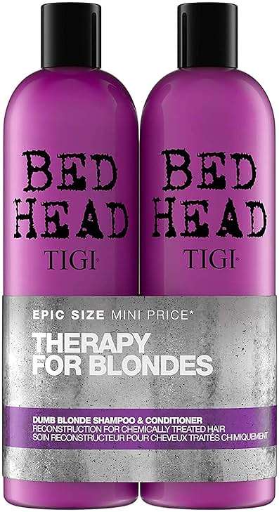 Bed Head by TIGI Dumb Blonde Restoring Shampoo and Conditioner Duo for Damaged Blonde Hair, 25.36 fl oz - Image 1