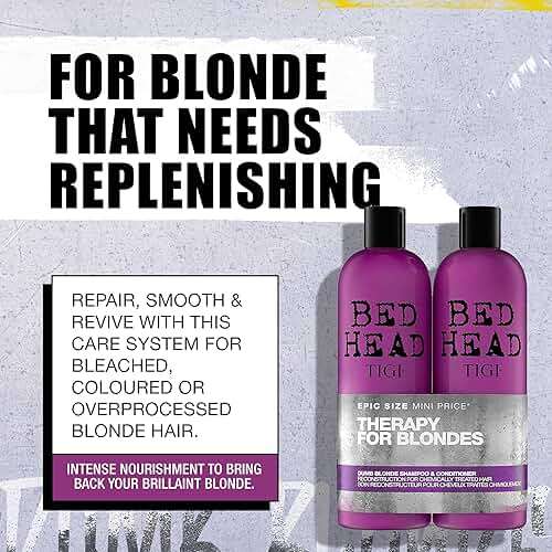 Bed Head by TIGI Dumb Blonde Restoring Shampoo and Conditioner Duo for Damaged Blonde Hair, 25.36 fl oz - Image 3