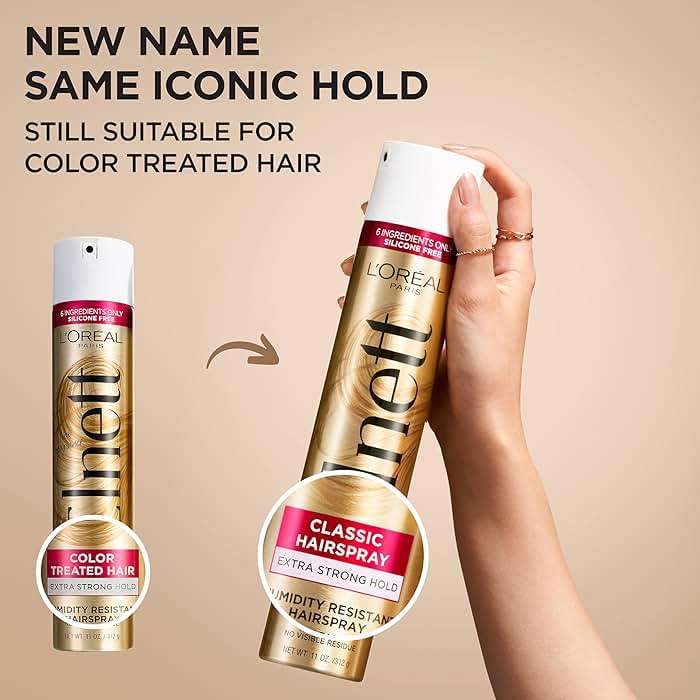 L'Oreal Paris Elnett Classic Hairspray, Suitable for Color Treated Hair, up to 72-Hour Extra Strong Hold Formula with Humidity Resistant Frizz Control, Hairspray with Soft, Brushable Finish, 11 oz - Image 2