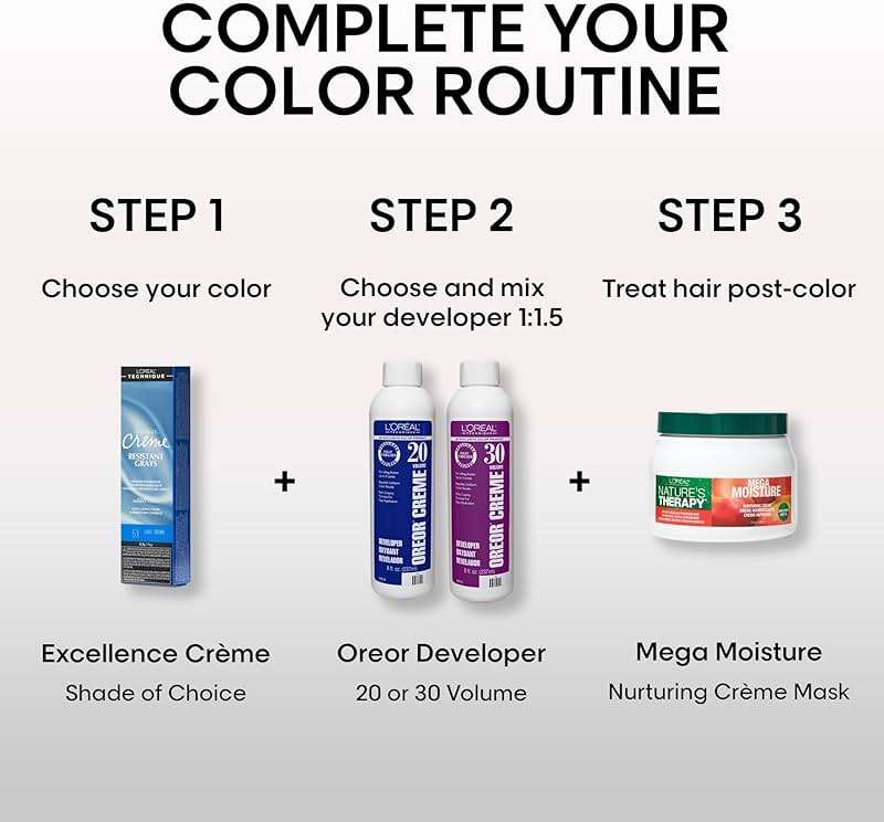 L'Oréal Technique Excellence Crème Resistant Grays Permanent Hair Color - Maximum Gray Coverage on Resistant Grays, Rich Crème No-Drip Formula and Patented Gray Seeking Dyes, For All Hair Types - Image 3