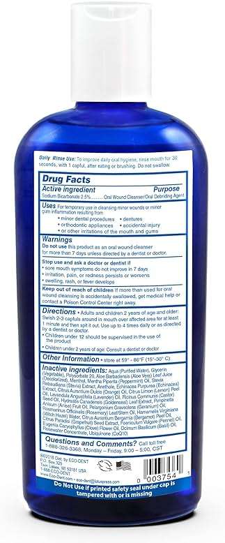 Eco-Dent Alcohol-Free Mouthwash, Mint - Ultimate Essential MouthCare, Oral Care Mouth Wash for Adults, Baking Soda Mouth Rinse with CoQ10/Herbs/Essential Oils, 8 Fl Oz (Pack of 6) - Image 2