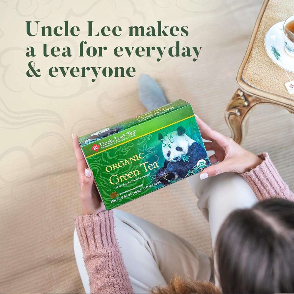 Uncle Lee's Organic Green Tea Bags 4-Pack, 106-Count Super Packs – Bright & Refreshing, Lightly Caffeinated Bulk Tea for Home, Office, Camping - Image 4