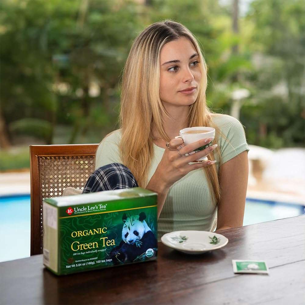 Uncle Lee's Organic Green Tea Bags 4-Pack, 106-Count Super Packs – Bright & Refreshing, Lightly Caffeinated Bulk Tea for Home, Office, Camping - Image 8