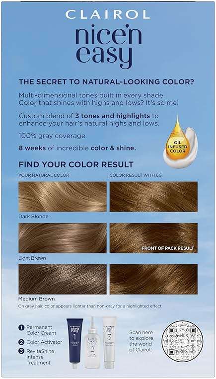 Clairol Nice'n Easy Permanent Hair Dye, 6G Light Golden Brown | 100% Gray Coverage | Long‑Lasting, Natural‑Looking Color & Shine | Pack of 3 - Image 2