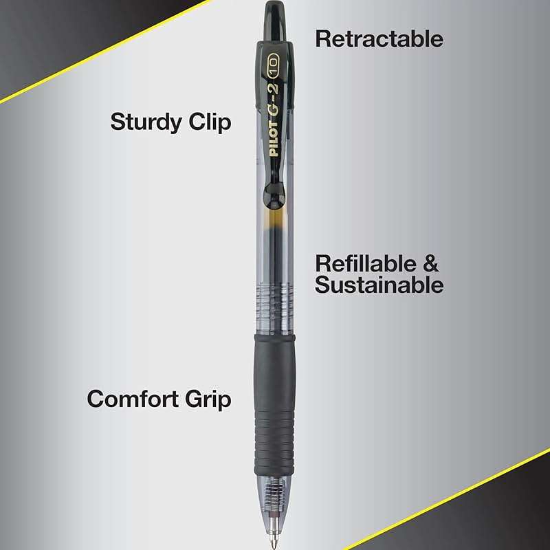 Pilot G2 Premium Refillable & Retractable Rolling Ball Gel Pens, Bold Point, Bold Gel Pens, 1.0mm, Black Ink, 12-Pack - Image 7