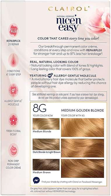 Clairol Nice'n Easy Permanent Hair Dye, 8G Medium Golden Blonde Hair Color, 3 Count - Image 5